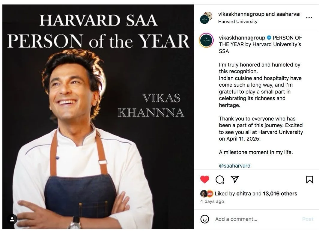 Congratulations to Vikas Khanna, author of &ldquo;Flavors First,&rdquo; published by Lake Isle Press, and partner and chef of NYC&rsquo;s acclaimed reataurant, Bungalow, for being named the Harvard South Asian Association Person of the Year.