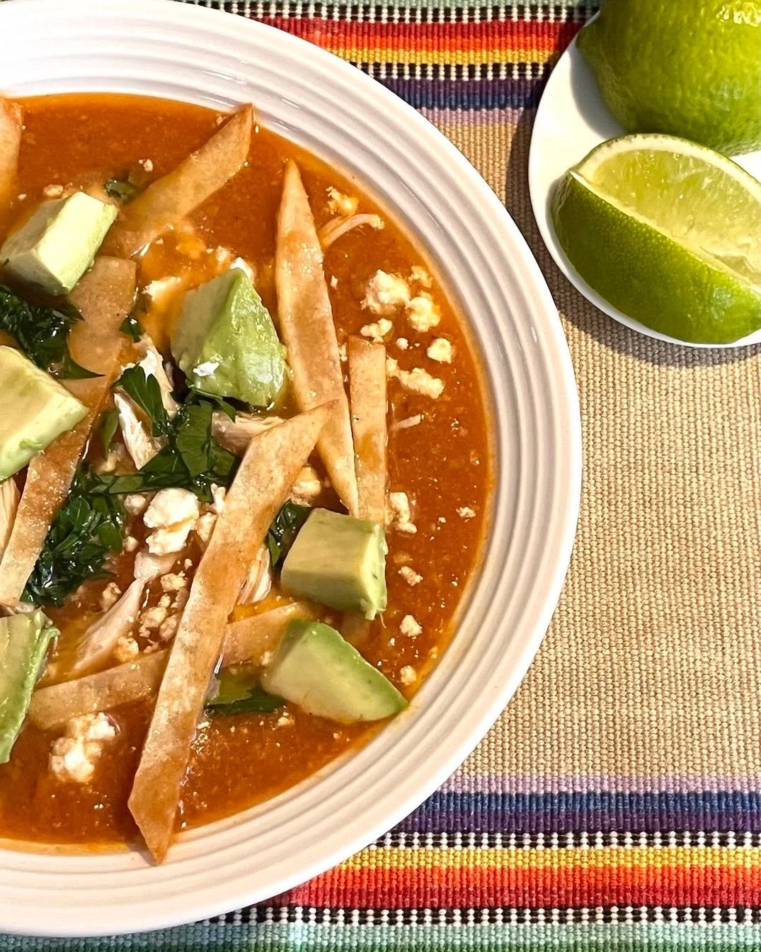 This week in #taste_budding: An authentic Mexican Tortilla Soup (Sopa
de Tortilla) Recipe that adds roasted tomatoes, onions, and garlic to
chicken stock and heightens the flavor with chipotle in adobo, chile
pepper paste, and tomato paste. Recipe by
