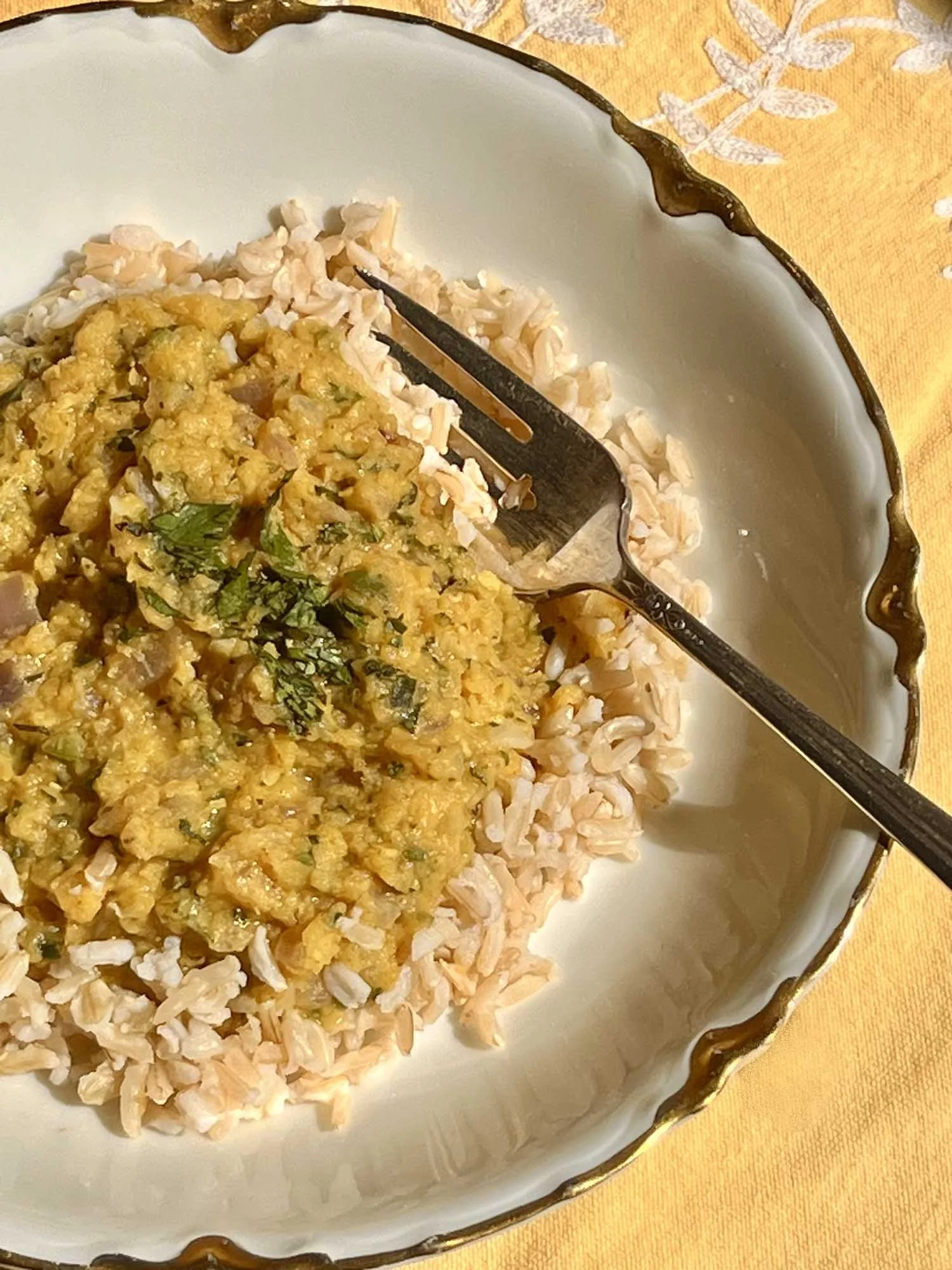 Masoor Daal (Red Lentils with Cilantro and Mint)