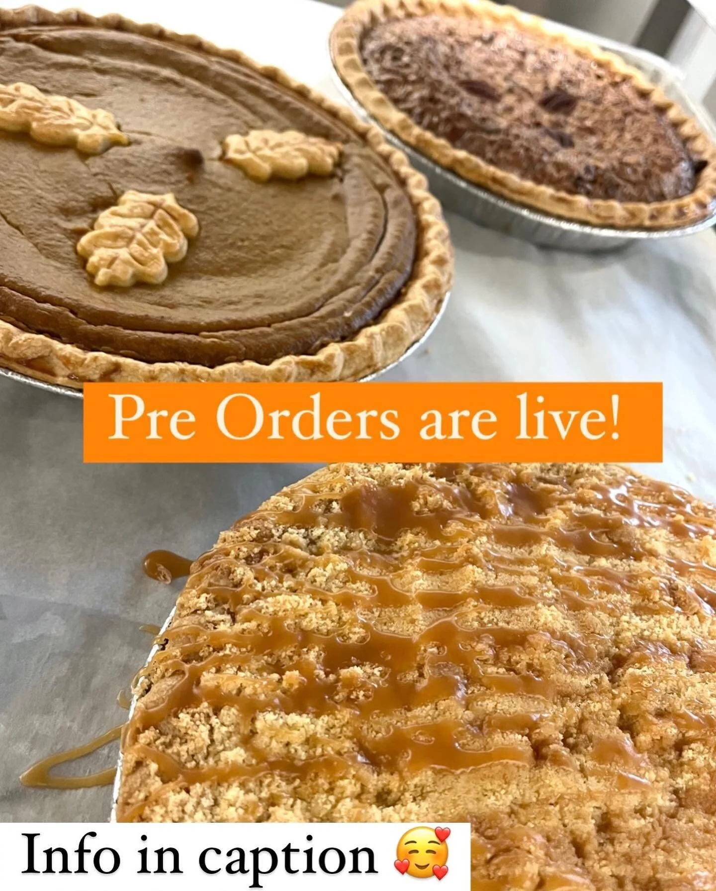 Thanksgiving Pre Orders are open!

Pre Order your 9&rdquo; pies, rolls, and stuffing today! 🥧 

Pre orders will be open until the 19th by 3pm! 🤗

Call or stop by your location of choice 🥰