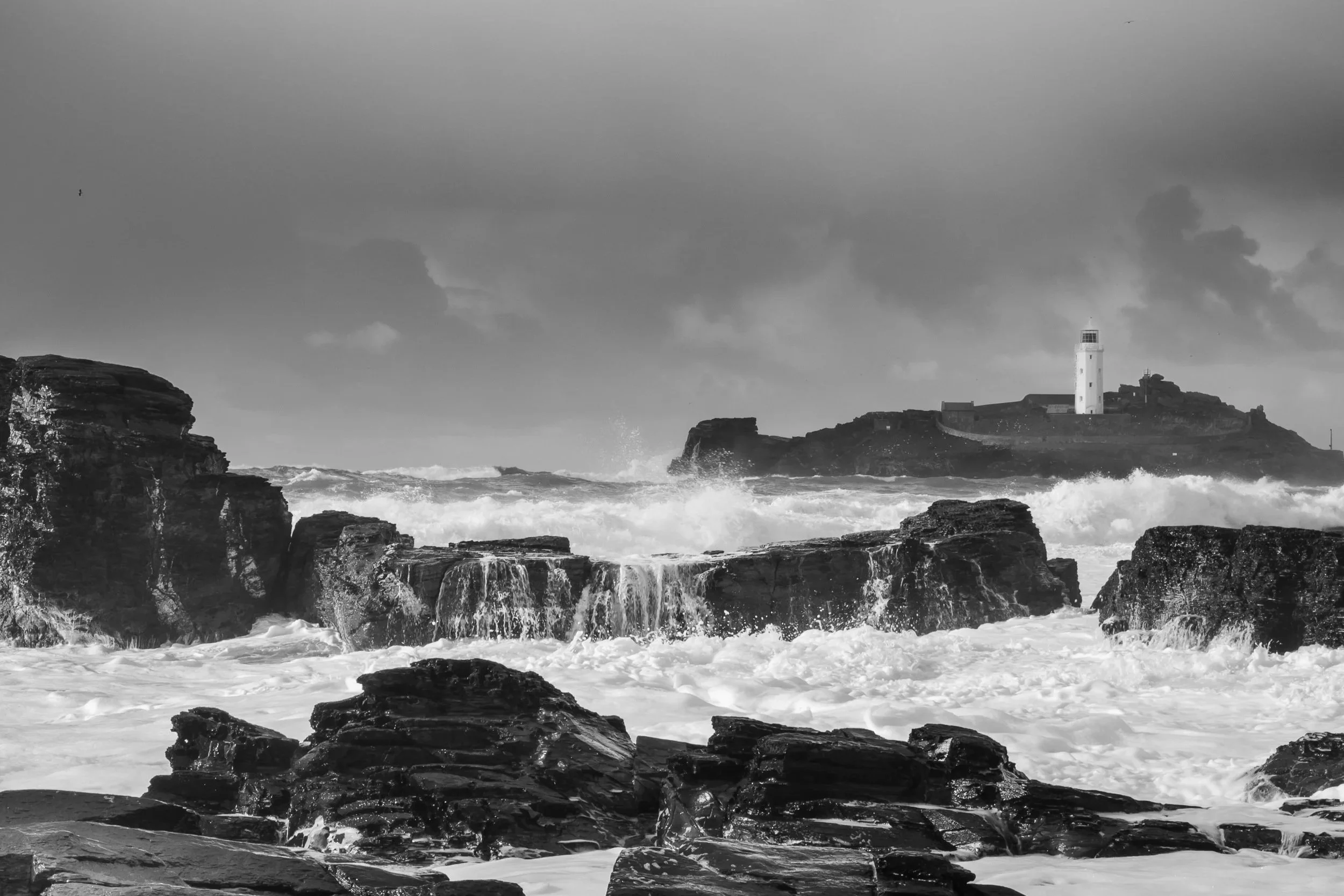Black and white photography picture of a lighthouse displayed as fine art wall art print