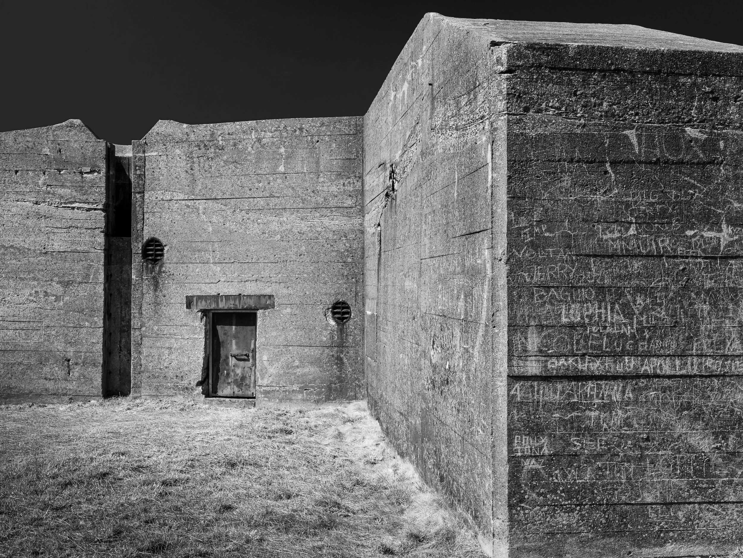 Second world war bunker in Guernsey in black and white