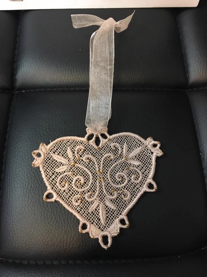 Custom Lace Heart Ornament - Added details