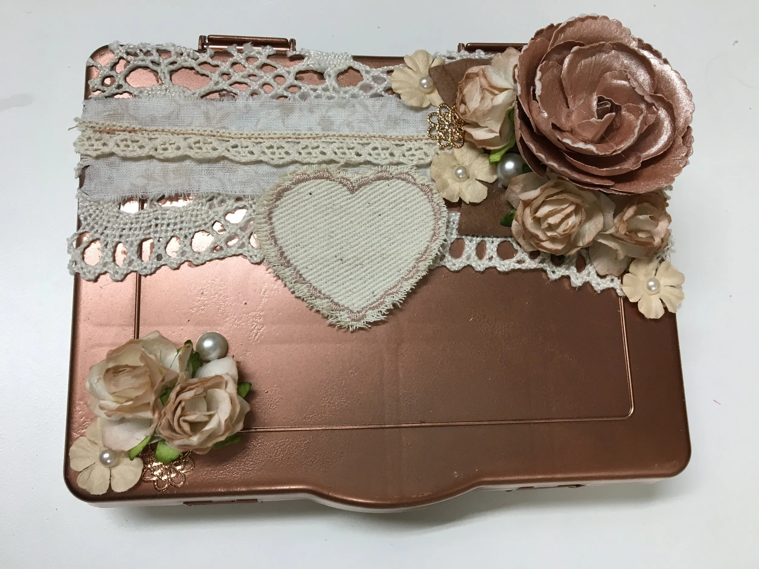 Custom Embellishment Box - Rose Gold/Cream