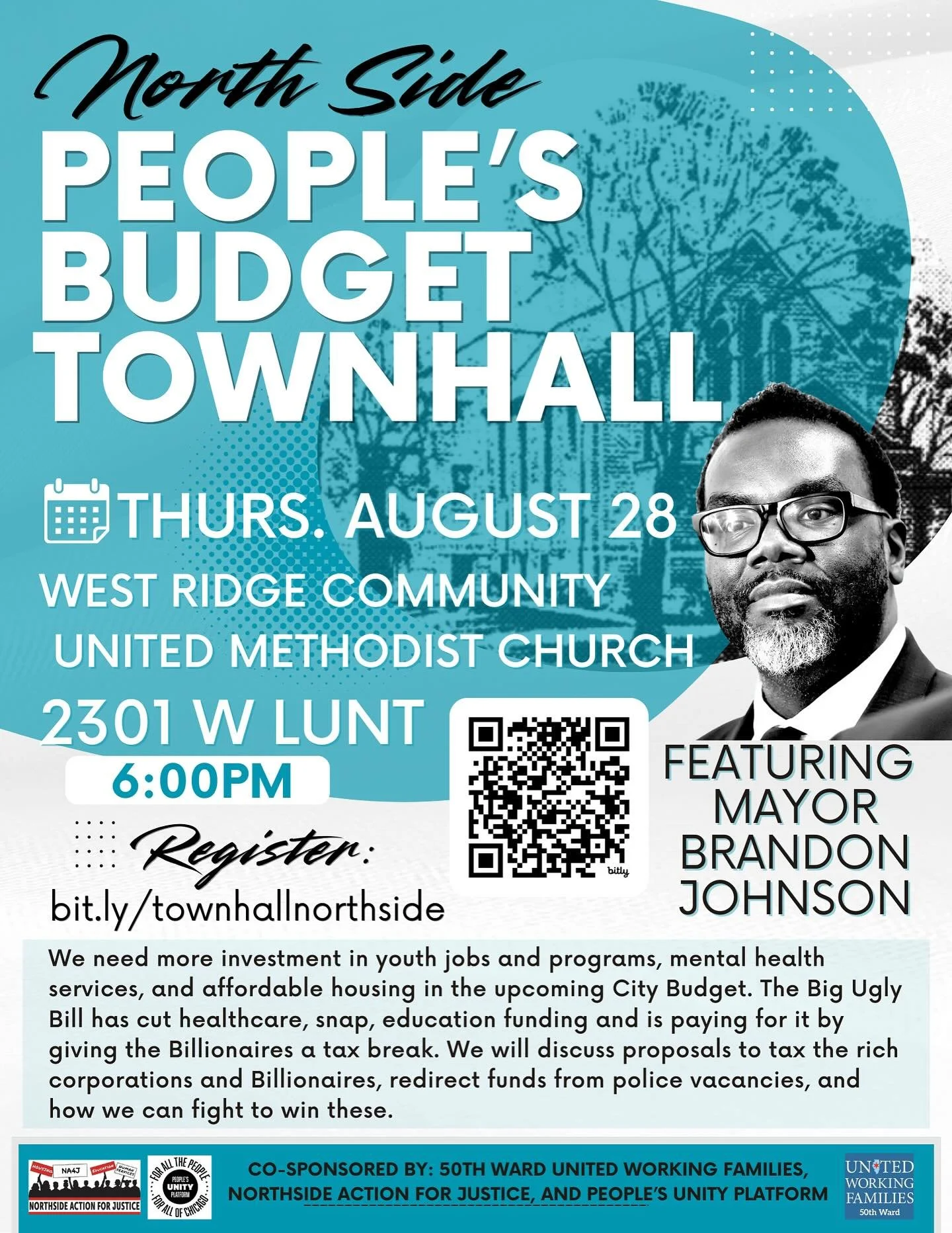 North Side! Want a City budget that taxes Billionaires and corporations to pay for what our communities deserve? Ready to redirect funds for police vacancies into proven public health and safety services? 

Join UWF, 50th Ward UWF, Northside Action F