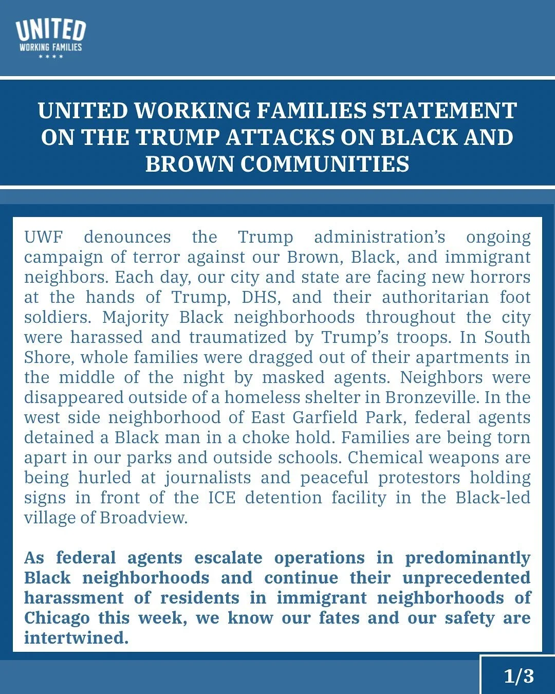 Statement on the Trump attacks on Black and Brown communities from the UWF Executive Committee

We denounce the Trump administration's ongoing campaign of terror and occupation of our Black, Brown, and immigrant neighbors.

The Billionaire Right and 