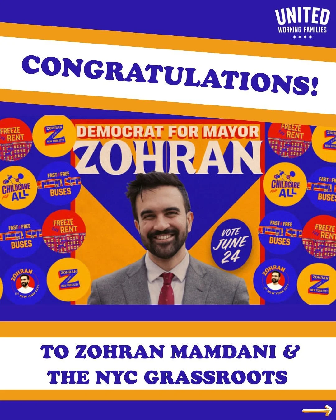 Congratulations to Zohran Mamdani &amp; the NYC grassroots! 

Statement on Mayor-elect Mamdani's resounding victory in the NYC Mayoral election from the UWF Executive Committee:

We lift up this victory as a win for the many, and as a reminder that e