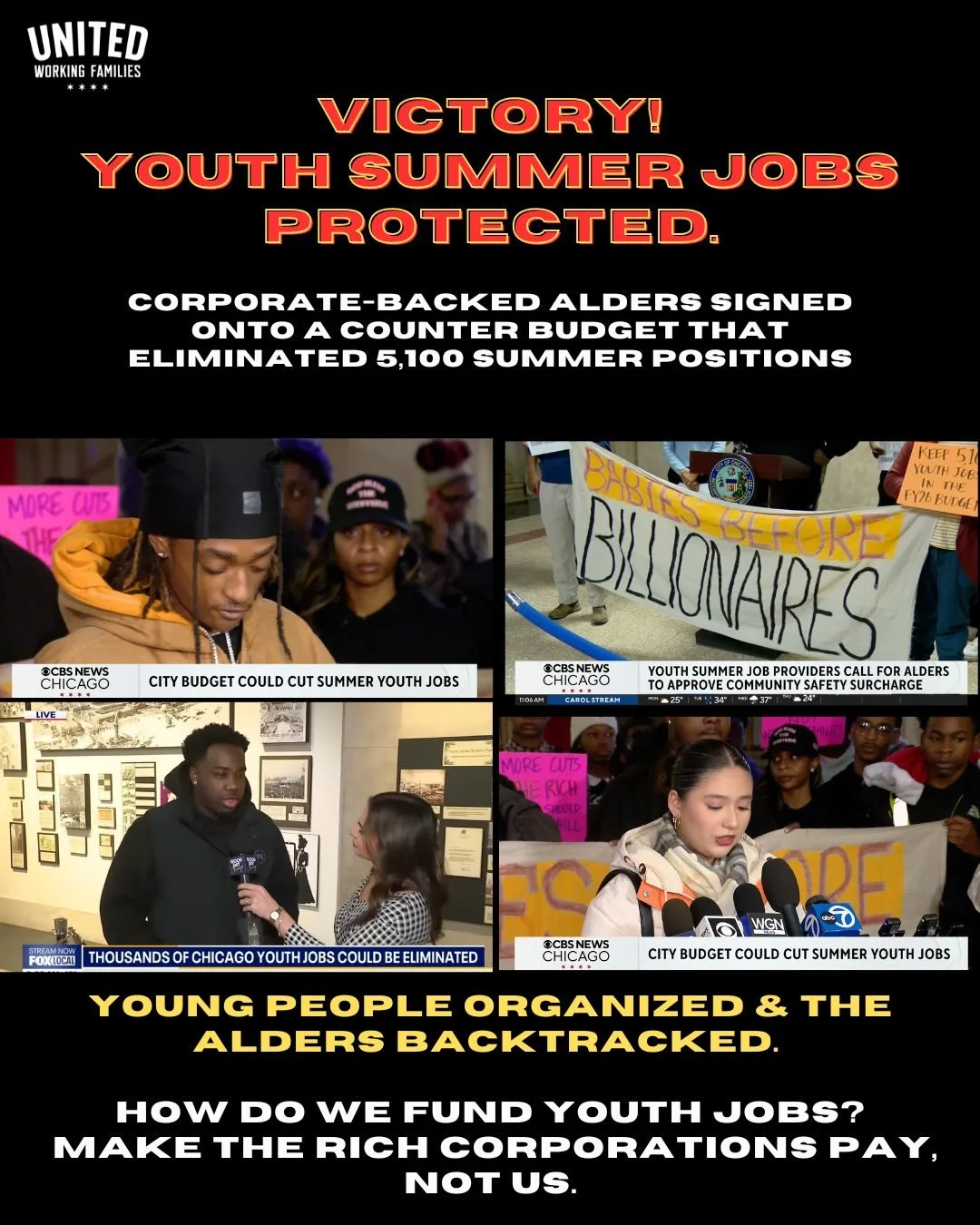 When we fight, we win. Young Chicagoans and the community organizations that serve and develop them forced corporate alders to backtrack on their proposed elimination of 5,100 summer jobs.

Still, these corporate alders won&rsquo;t say how they&rsquo