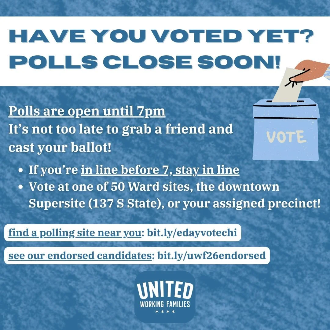3 hours left to get in line to vote! If you get in line before 7pm, STAY IN LINE!

✅ Find a polling site near you: bit.ly/edayvotechi