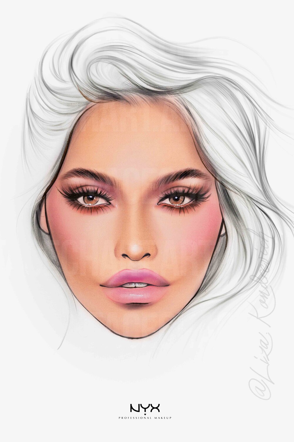 female looking face chart by Liza Kondrevich