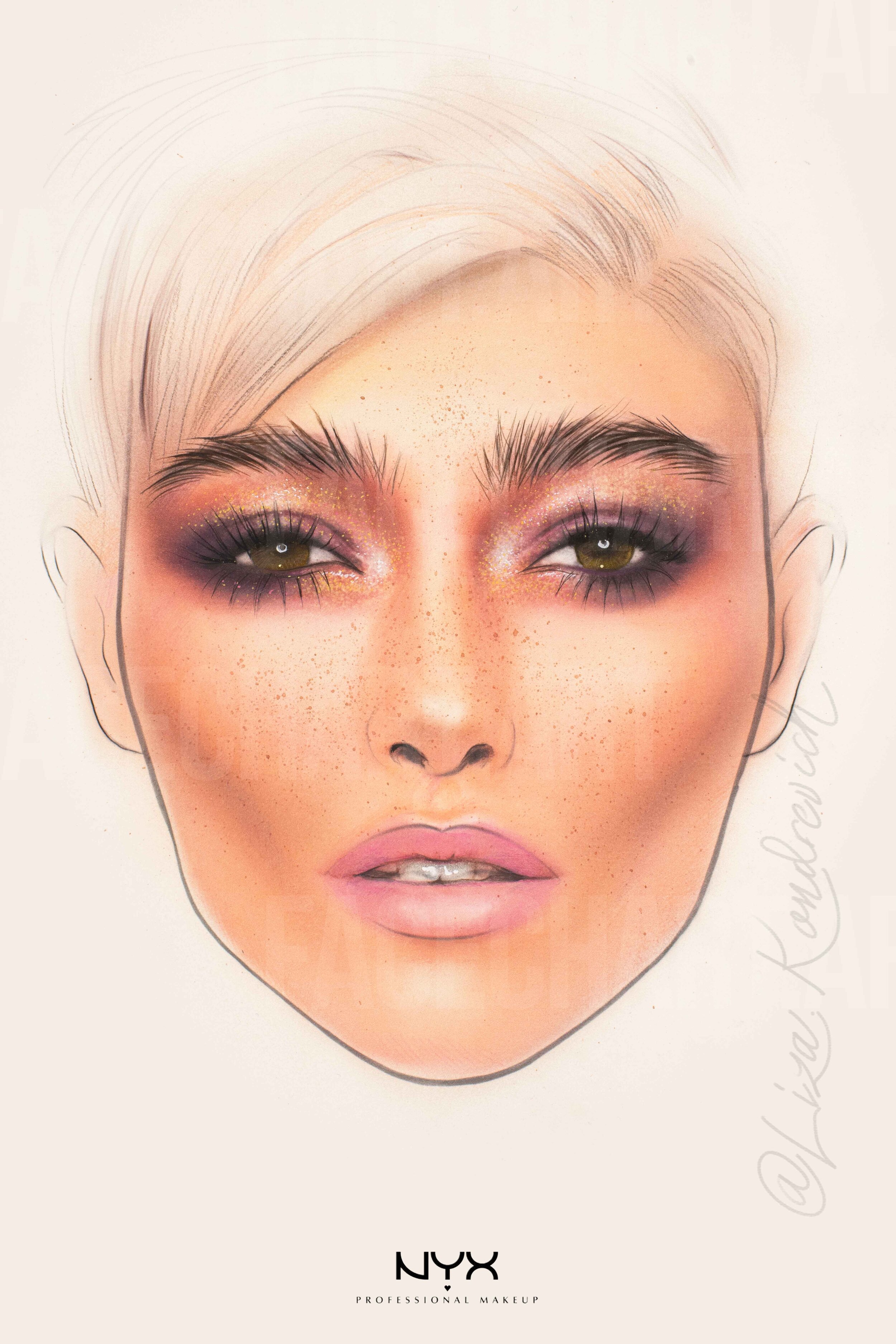 face chart by Liza Kondrevich, non gender defined NYX Cosmetics face chart