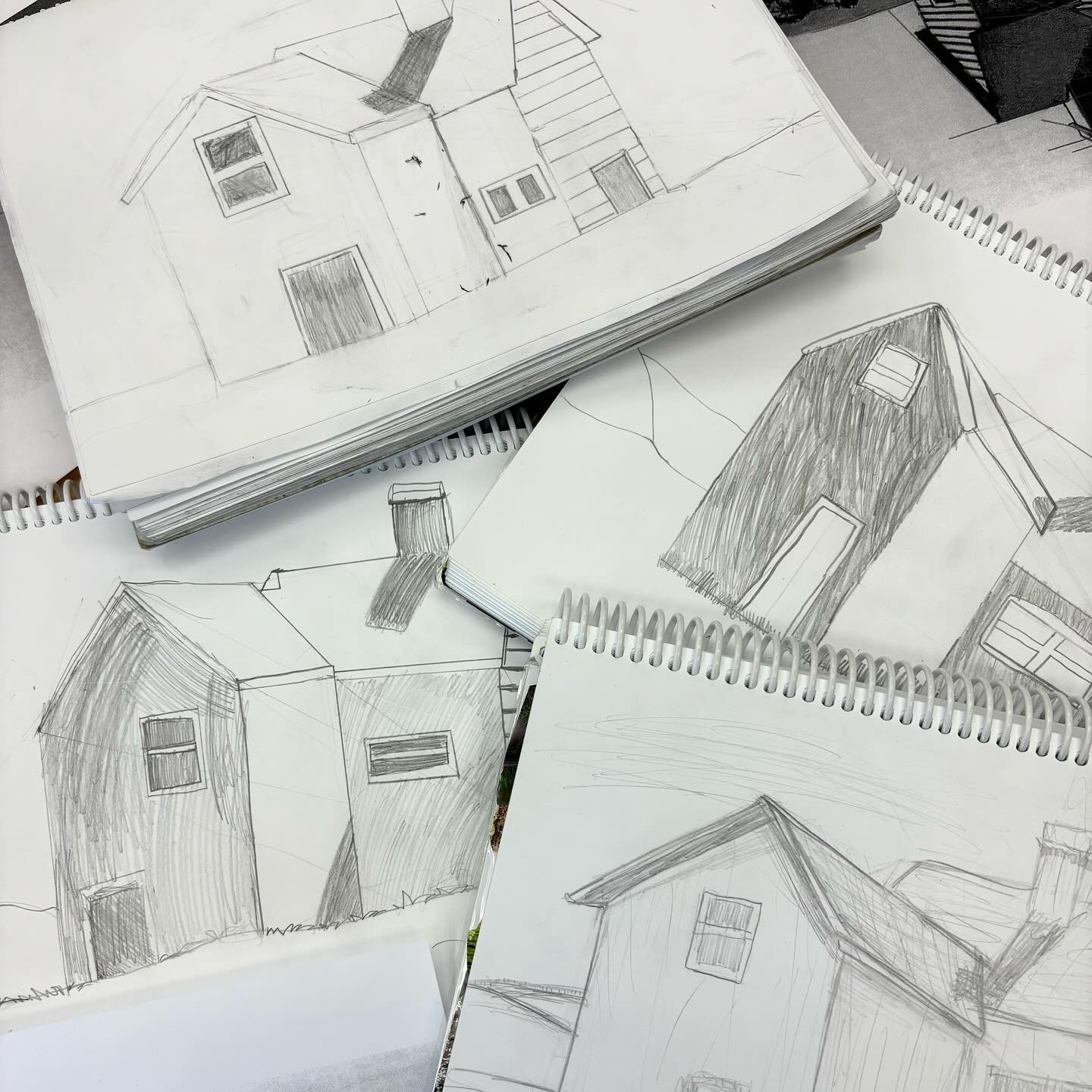 These grade fours rocked this architecture sketching lesson. 

This was a fun residency&hellip;.4 lessons, each one focusing on a different subject matter: still life, animals, landscapes, and buildings. 

The goal for this residency was to improve s