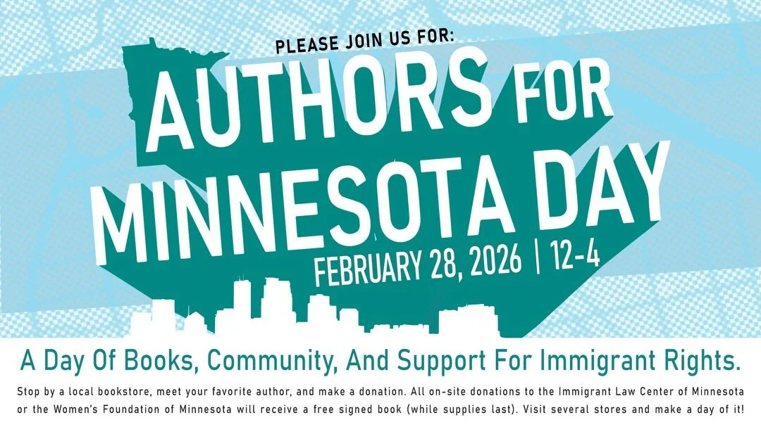 On Feb 28, for #authorsforminnesota I&rsquo;ll be at Red Balloon bookshop giving away copies of 2) SHADOW ON THE MOUNTAIN to those who donate to one of two worthy organizations (links in comments). VILLAGE OF SCOUNDRELS (newly out in paperback)will b