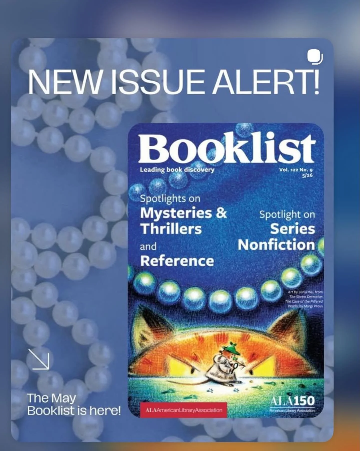 What a fizzy thrill to see the electrifying cover art of THE SHREW DETECTIVE by @junyiwu on the cover of Booklist! In stores May 19 with launches @redballoonbookshop on May 21, 6 pm and @zenithbookstore May 23, 11 am. Thanks @ala_booklist @abramskids