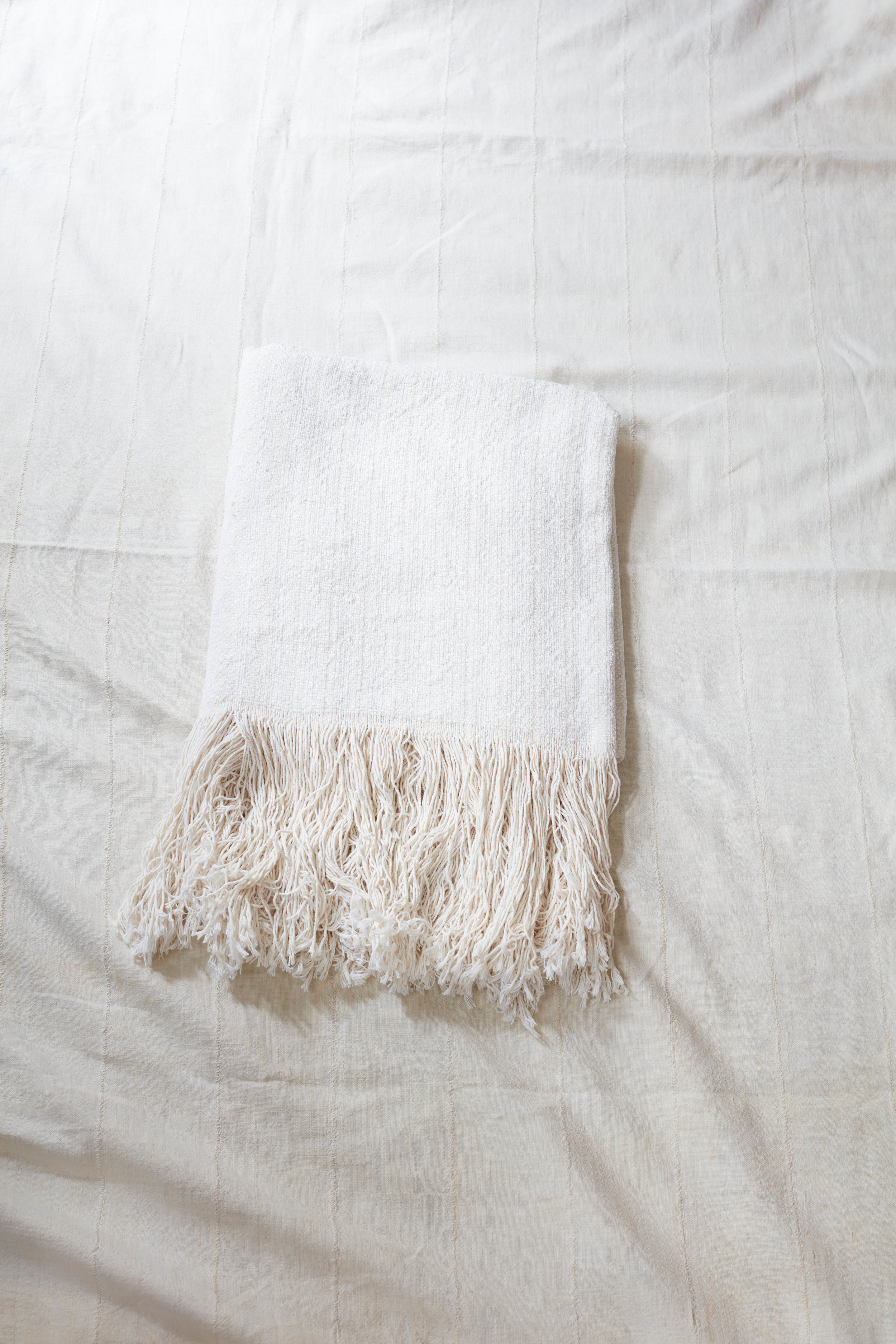 Chenille &amp; Cotton Stripe Throw