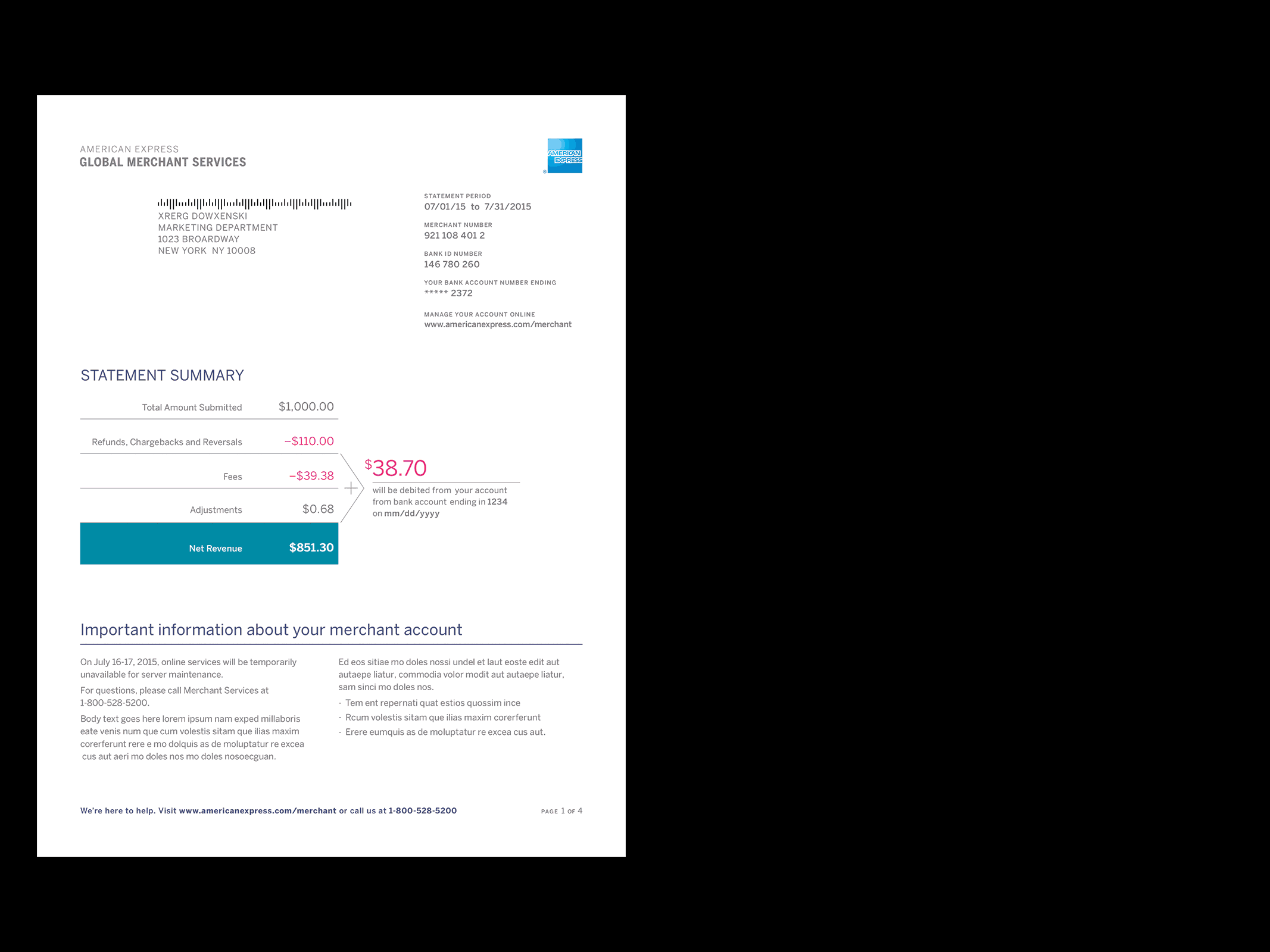 Monthly Account Statement