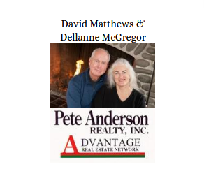  Pete Anderson Realty Logo with David Matthews and Dellanne McGregor realtors picture and names 