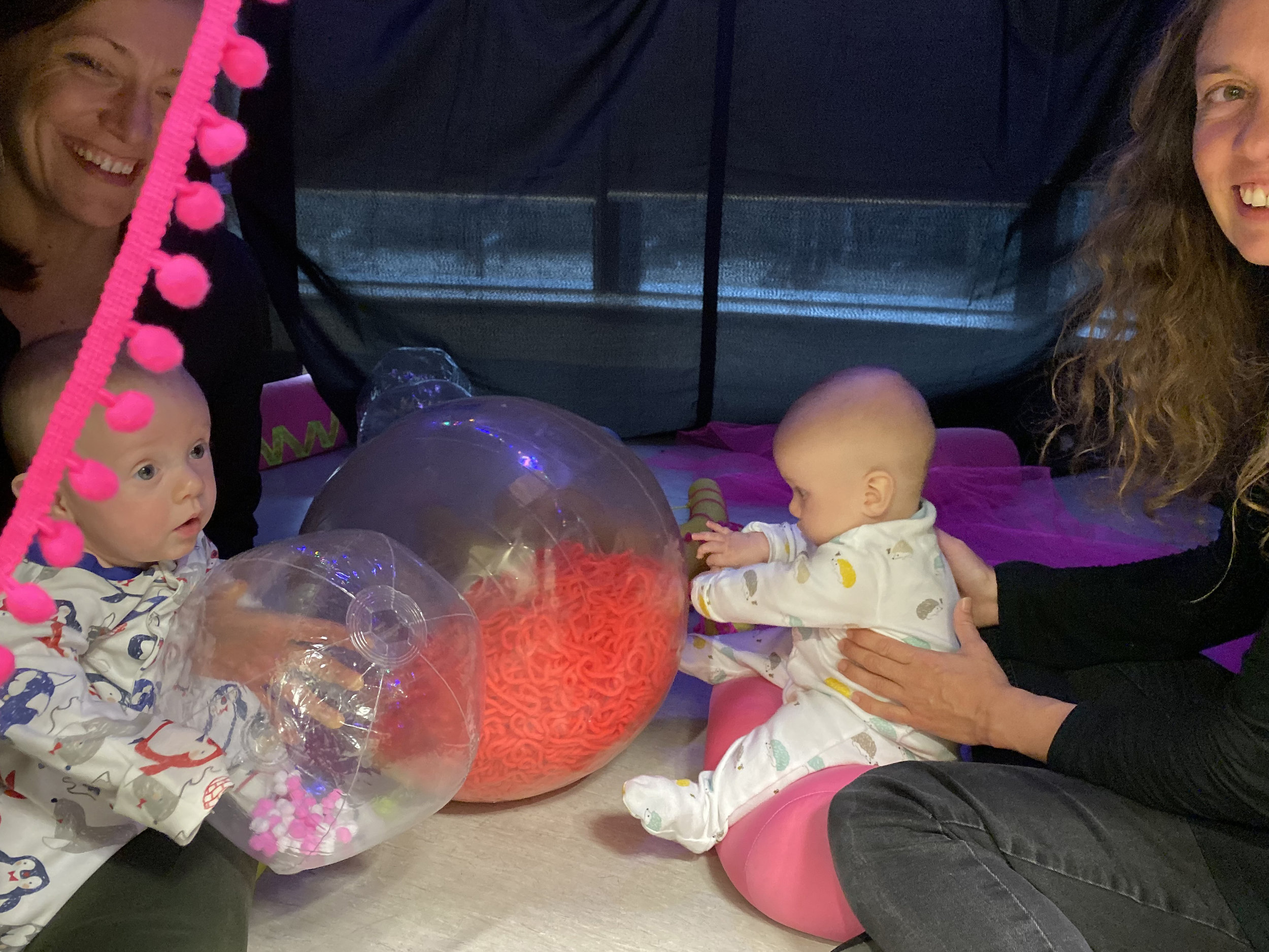 Babies love giant organelles- Golgi and the nucleus are a hit with twin tots.