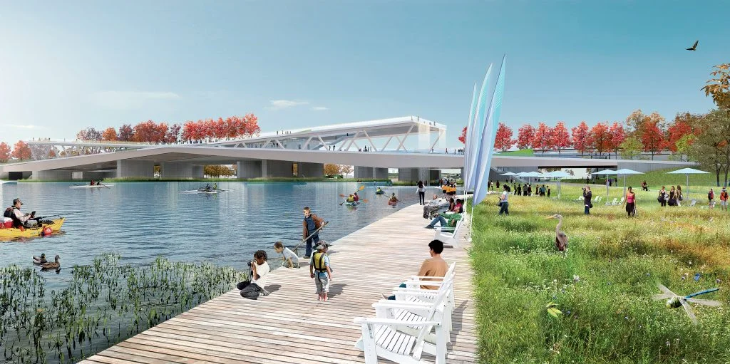 When it opens in 2023, the park will help connect Wards 7 and 8 to the rest of the city. Rendering Courtesy of OMA + OLIN