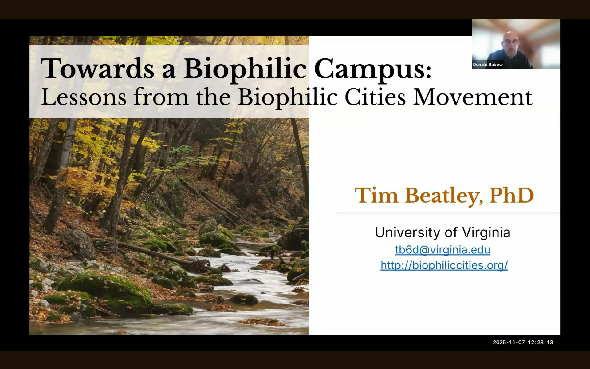 Campus Nature Rx Network (CNRx) Keynote | Towards a Biophilic Campus: Lessons from the Biophilic Cities Movement