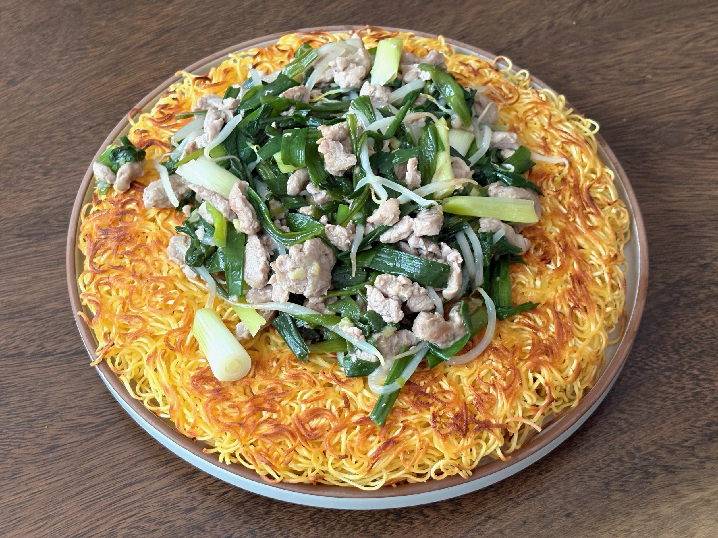 Pan-Fried Noodles with Pork Slivers