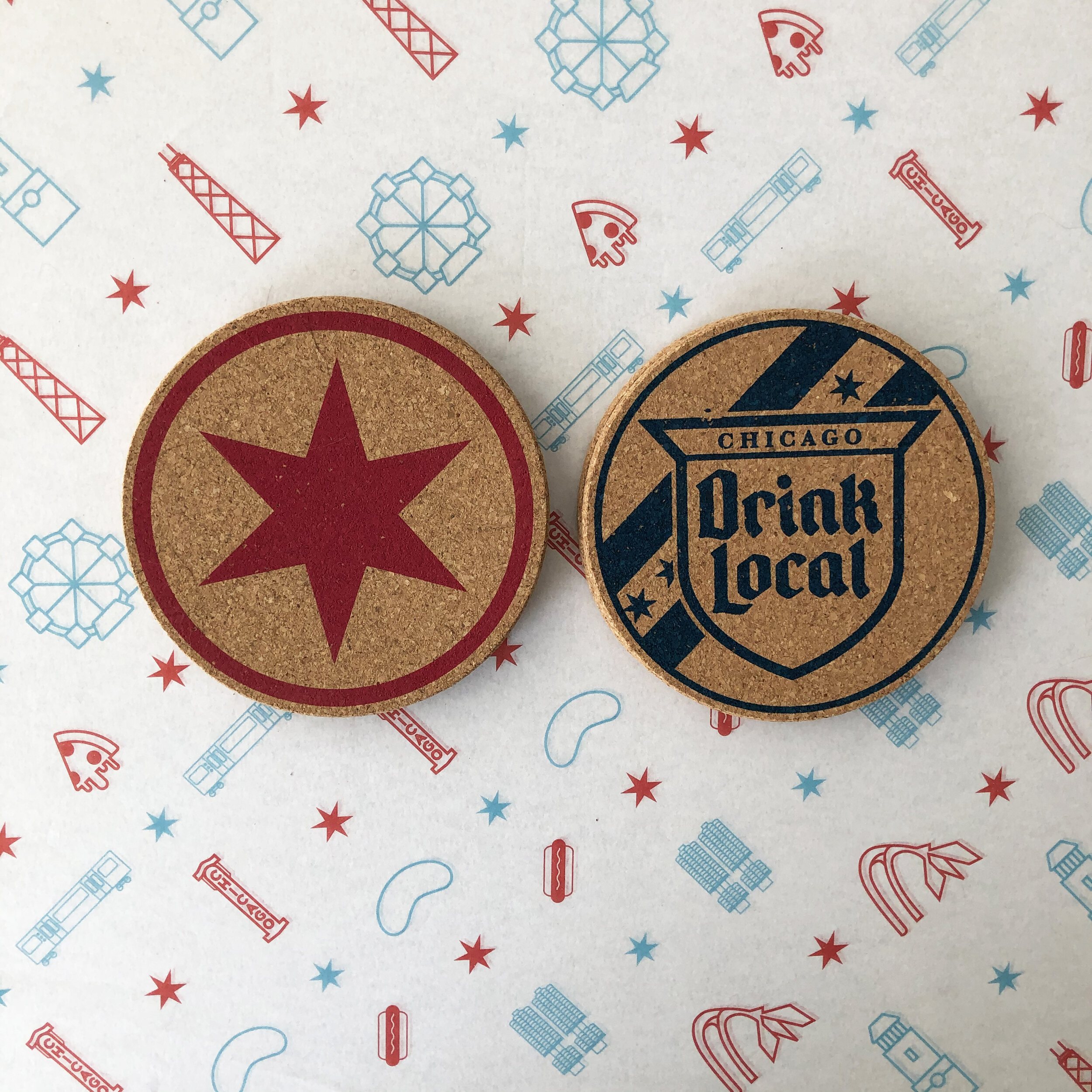 Red Star + Drink Local Coasters