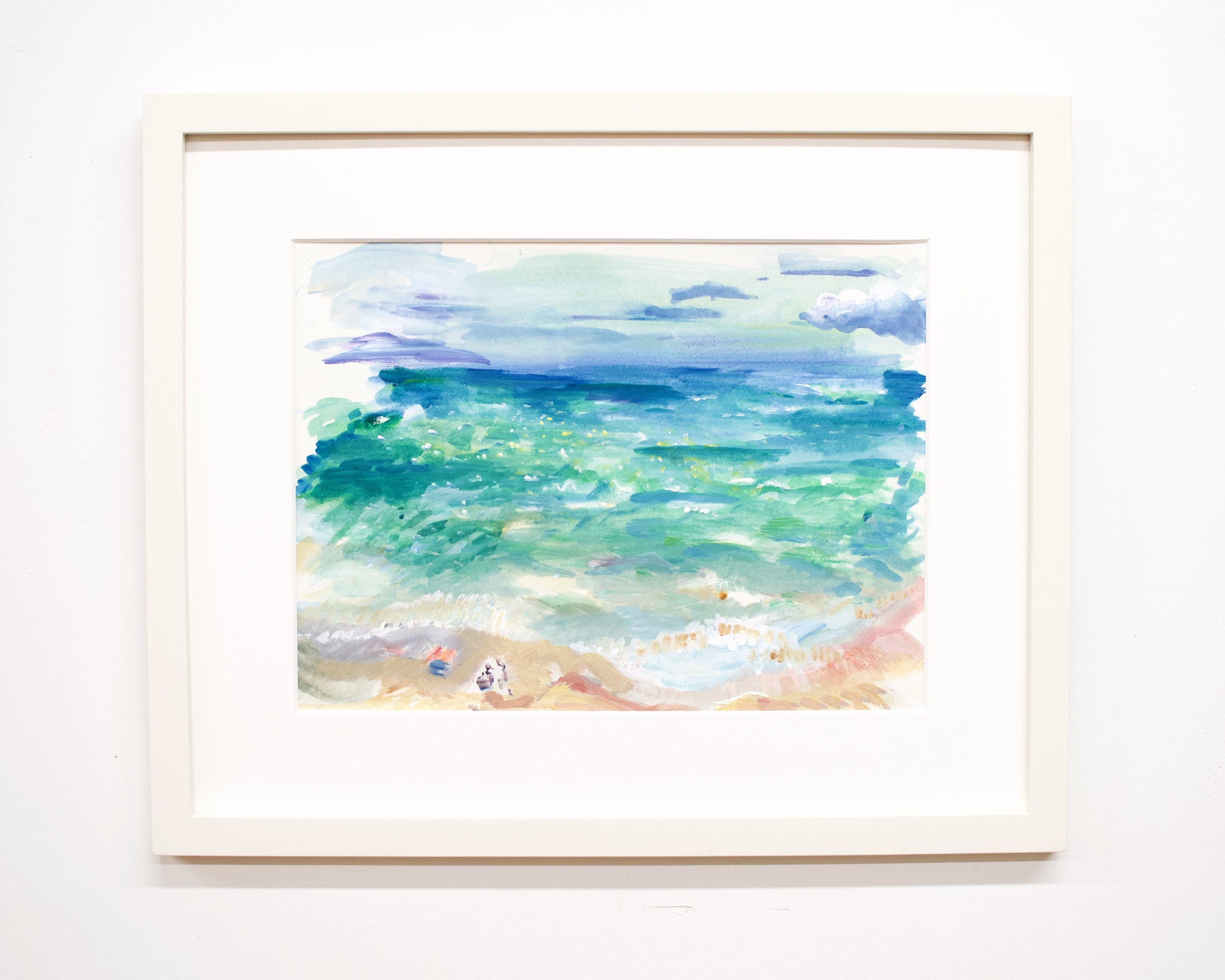 Hidden Beach #1 Watercolor & pastel on paper 9” x 12” 14 “ x 17" (framed)