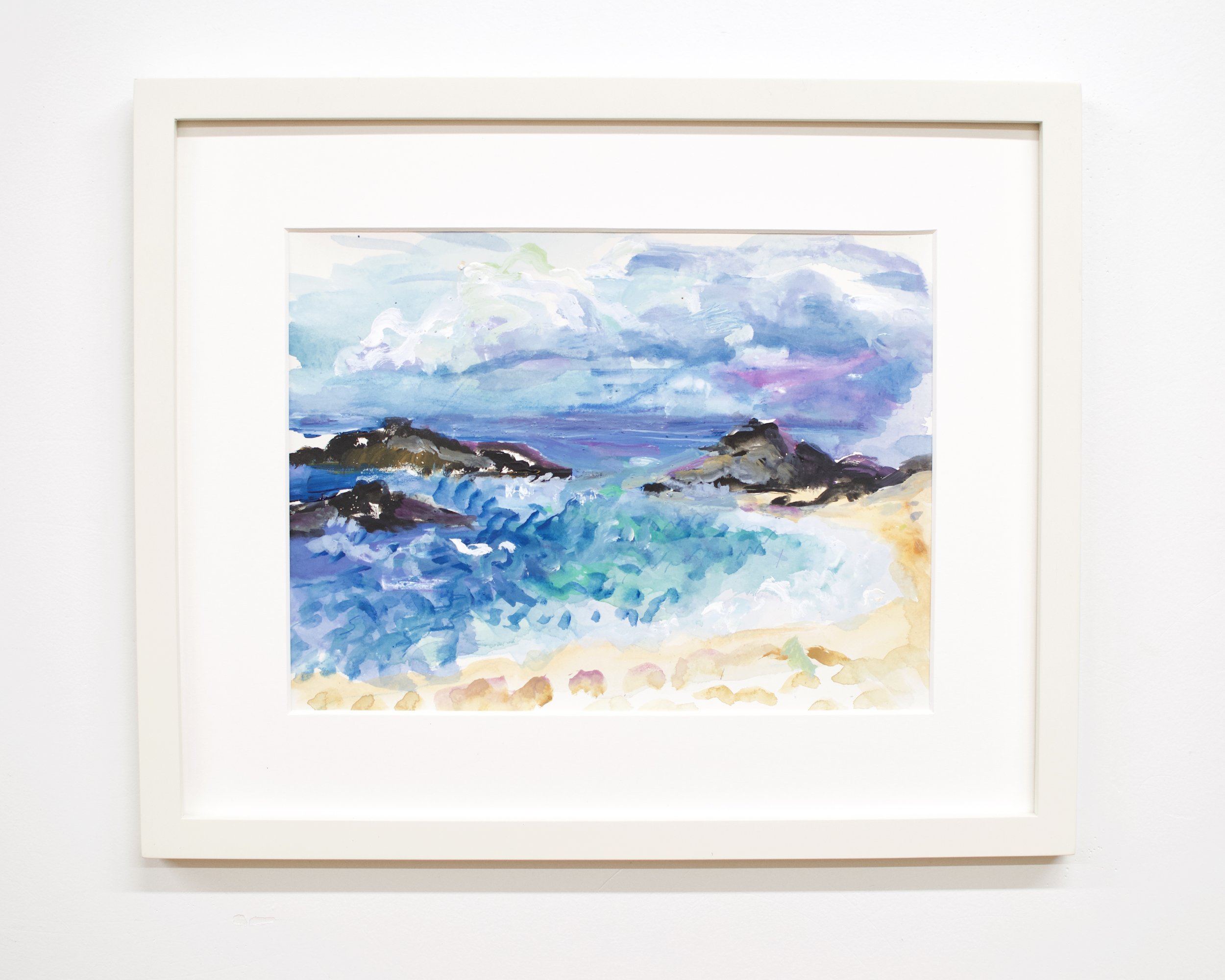 Hidden Beach #2 Watercolor on paper 9” x 12” 14 “ x 17" (framed)