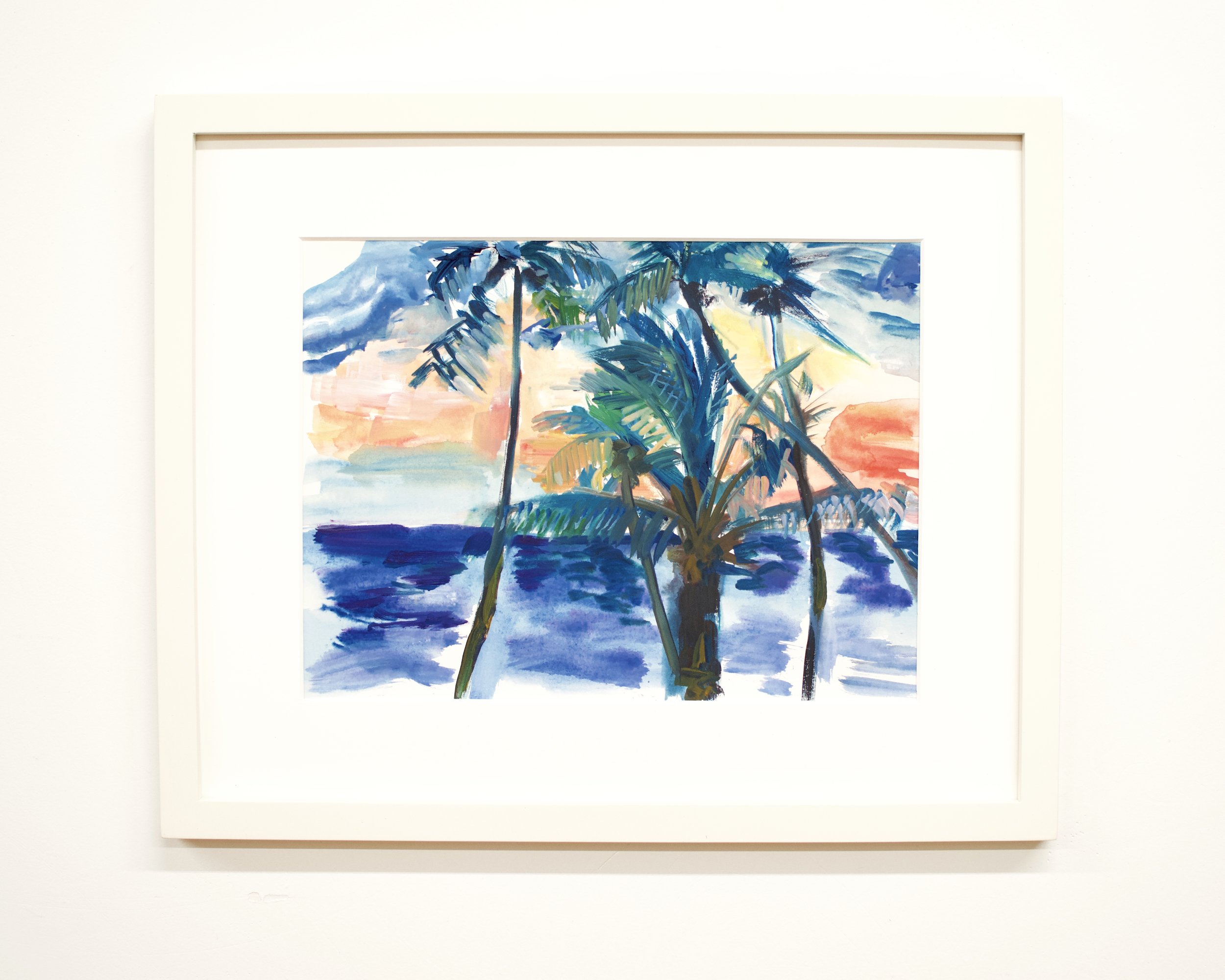 Sunset (last day) Watercolor on paper 9” x 12” 14 “ x 17" (framed)