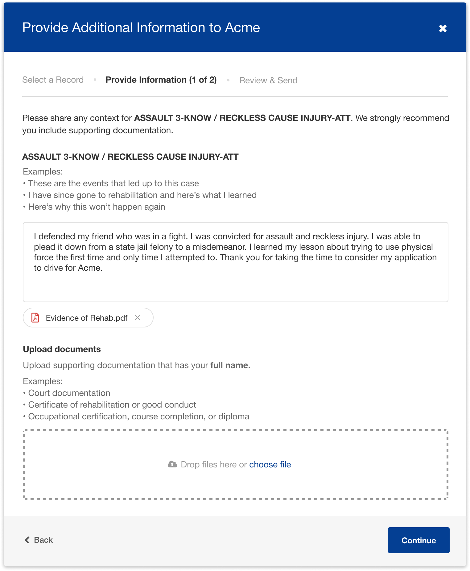 Share context about a charge