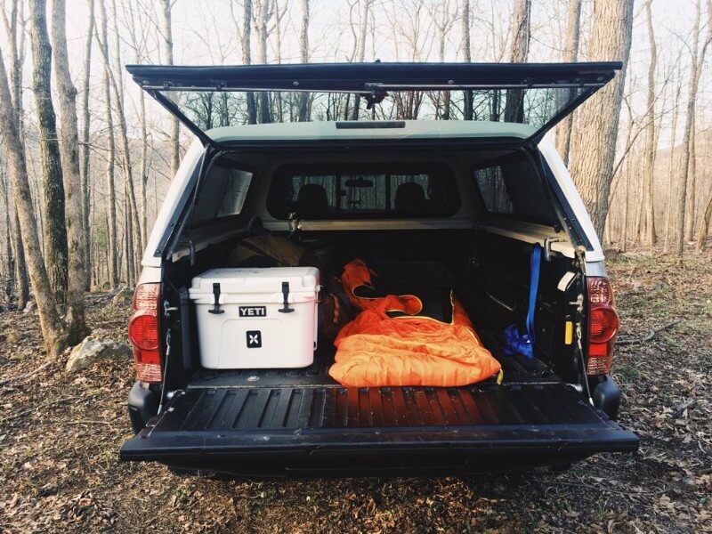 opt4scentic truck shell camping in toyota pickup