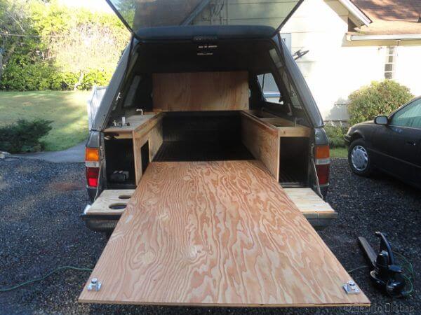 desk to dirtbag truck camping sleeping platform modular style