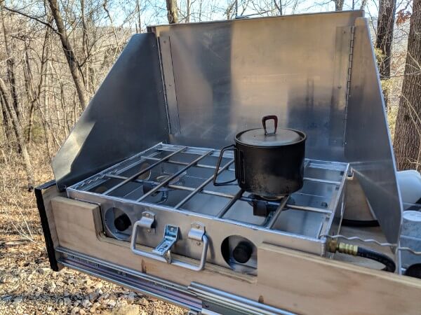 msr titanium kettle boiling water for coffee on camping stove