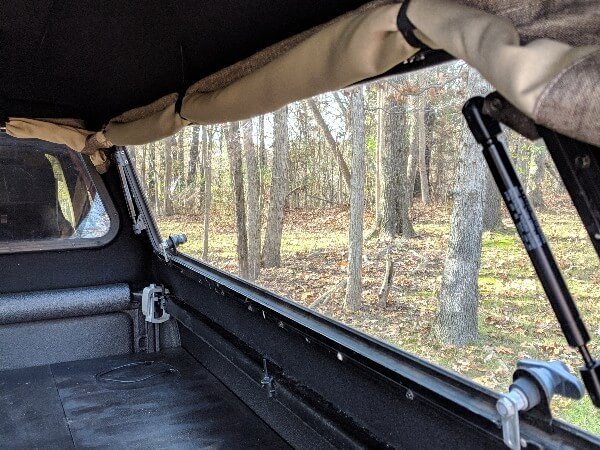 aluminum truck canopy interior view swing window