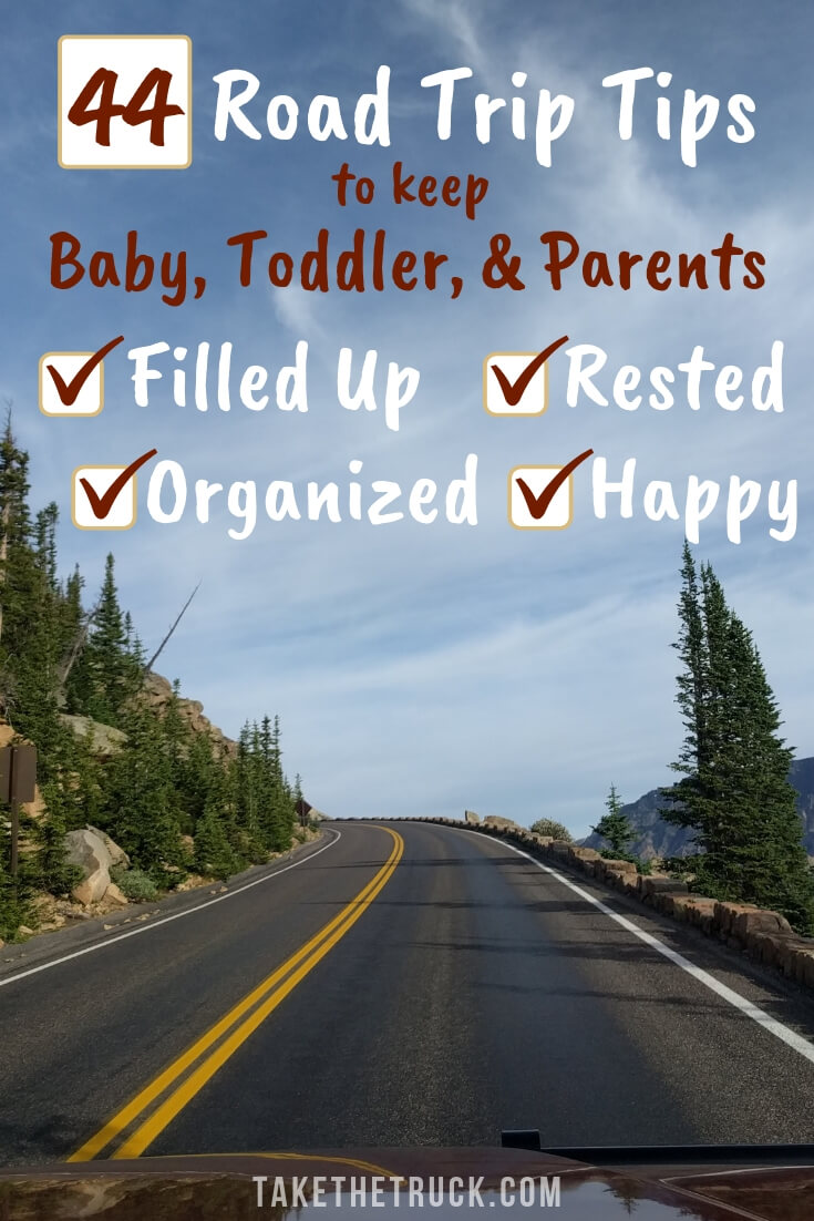 This post is full of ideas, tips, and travel hacks for your next road trip with a baby or toddler. Read these 44 road trip tips about how to survive your next long family car ride. 