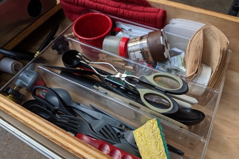 Utensil organizer inside "kitchen" drawer