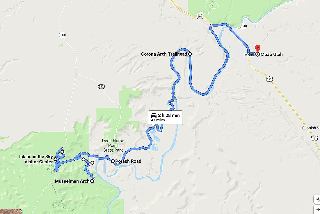 Entire 47 mile drive from Canyonlands to Moab.