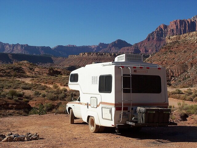 toyota sunrader rv camping at zion national park overlanding family