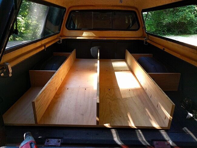drawer supports for truck shell camping diy platform  build