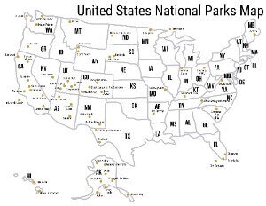 Free printable united states national parks road trip planning map