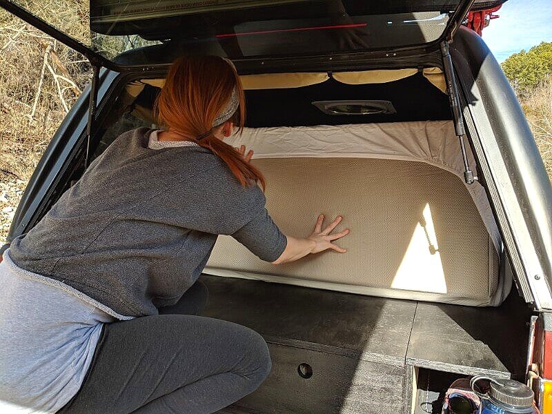 how to cut foam mattress diy for truck bed camper