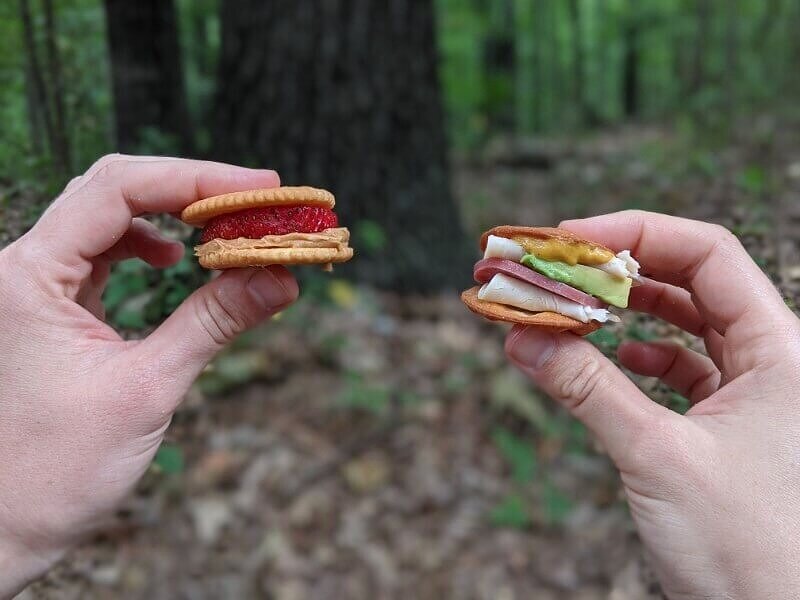 Fun and easy cracker stacker lunch for kids while camping.