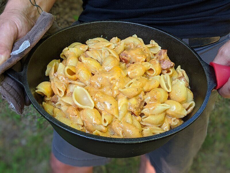 mac-n-cheese-as a kid-friendly camping food for kids.