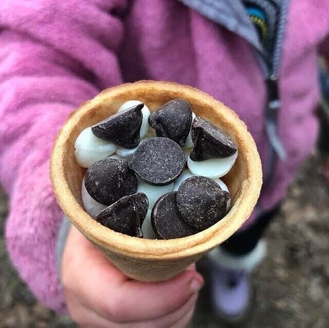 Yummy dessert cones as a camping dessert for kids.
