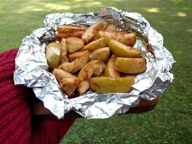 Baked apples are a yummy and healthy camping dessert for kids.