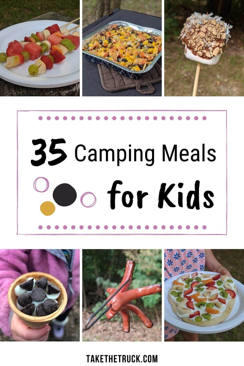 These 35 camping meals for kids are sorted into camping breakfasts, lunches, dinners, plus healthy camping snacks and fun kid friendly desserts. Lots of fun camping food ideas for kids!