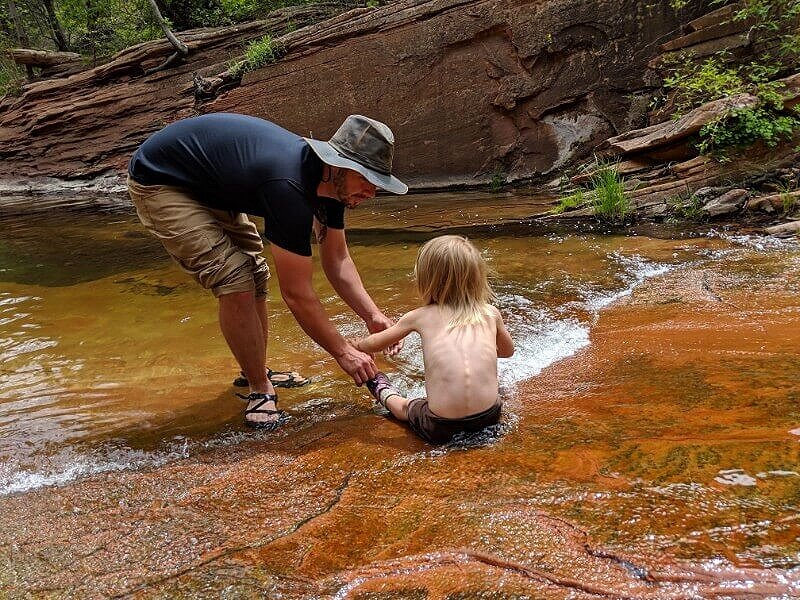 River crossing (and swim!) on a hike in Sedona, Arizona