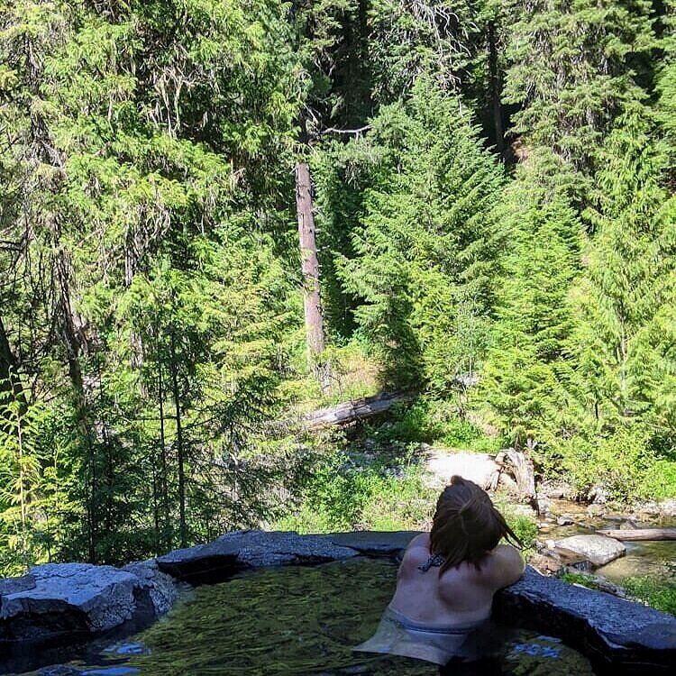 view from weir creek hot springs in idaho enjoying arelaxing soak