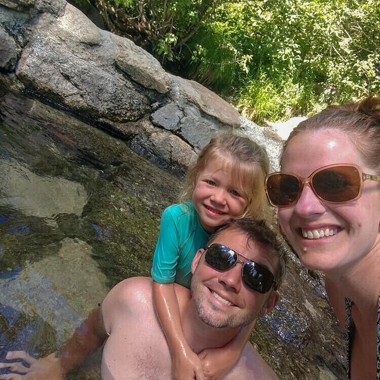 family visiting trail creek hot springs in idaho
