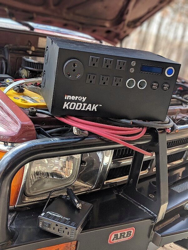 solar generator and dual battery setup installed for truck camping